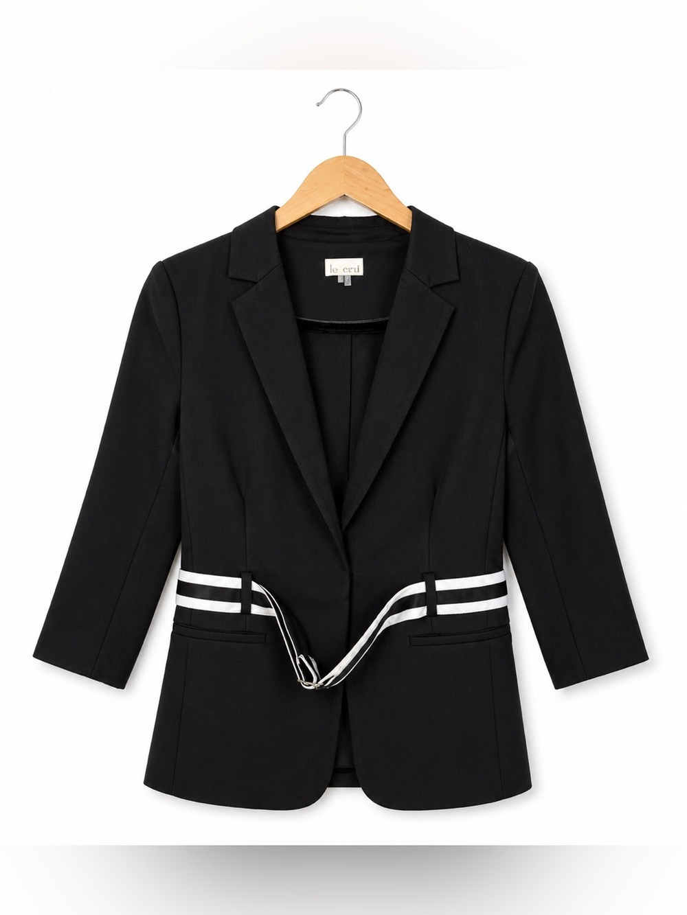 Ecru Black Blazer Jacket Women Tailored Career Workwear Chic Office Size 6